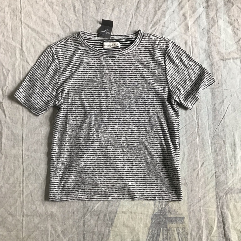 Abercrombie and Fitch Grey and White Striped Shirt